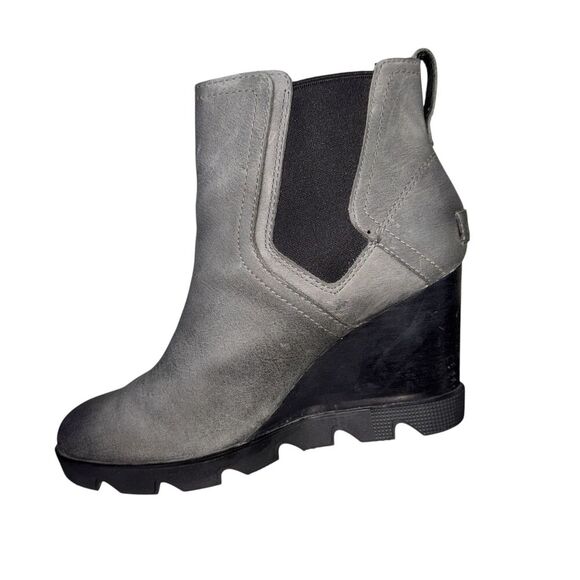 Sorel JOAN UPTOWN Wedge Chelsea Boots Womens Sz 7.5 Gray Leather - Picture 7 of 8